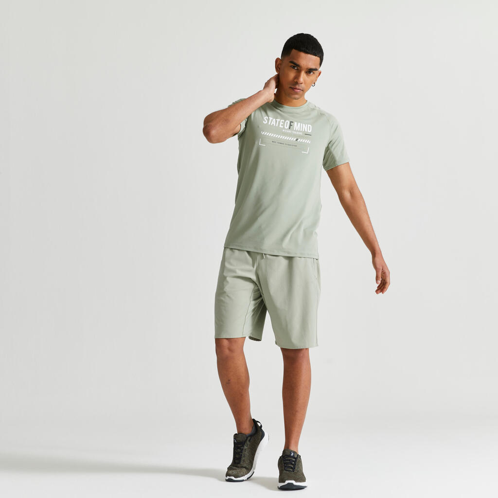 T-shirt de fitness essentiel respirant col rond homme - vert