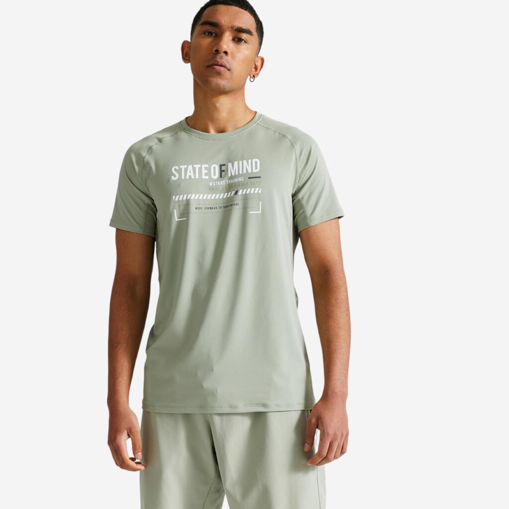 T-shirt de fitness essentiel respirant col rond homme - vert