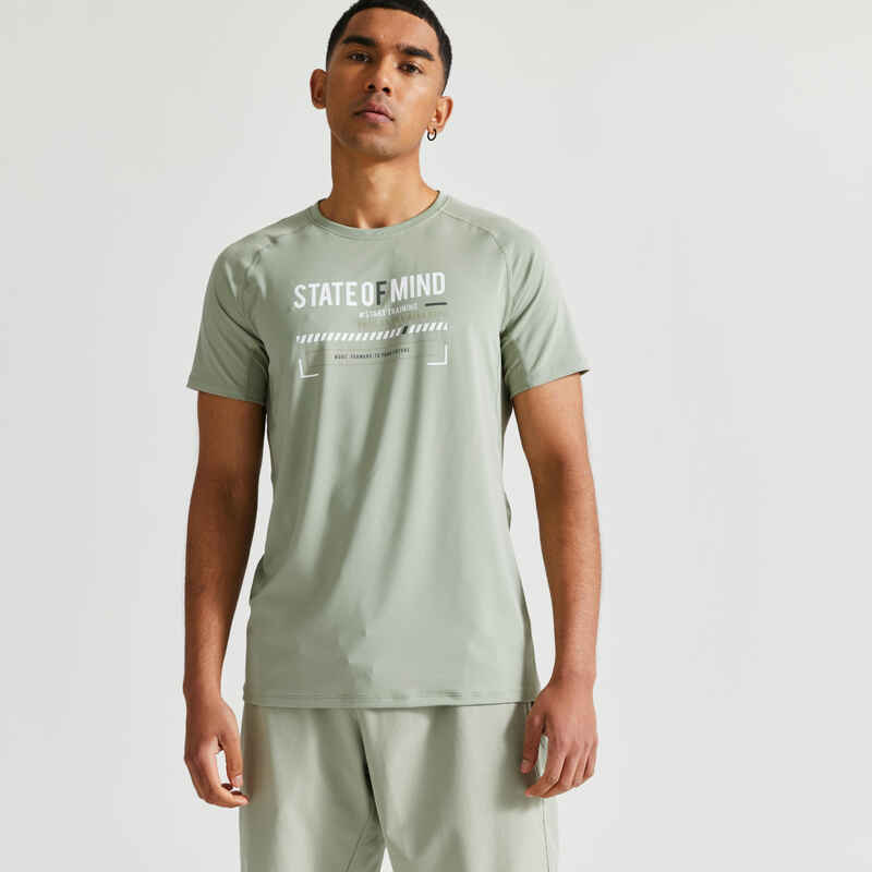 Ανδρικό T-Shirt Essential με λαιμόκοψη από διαπνέον ύφασμα για Fitness - Πράσινο