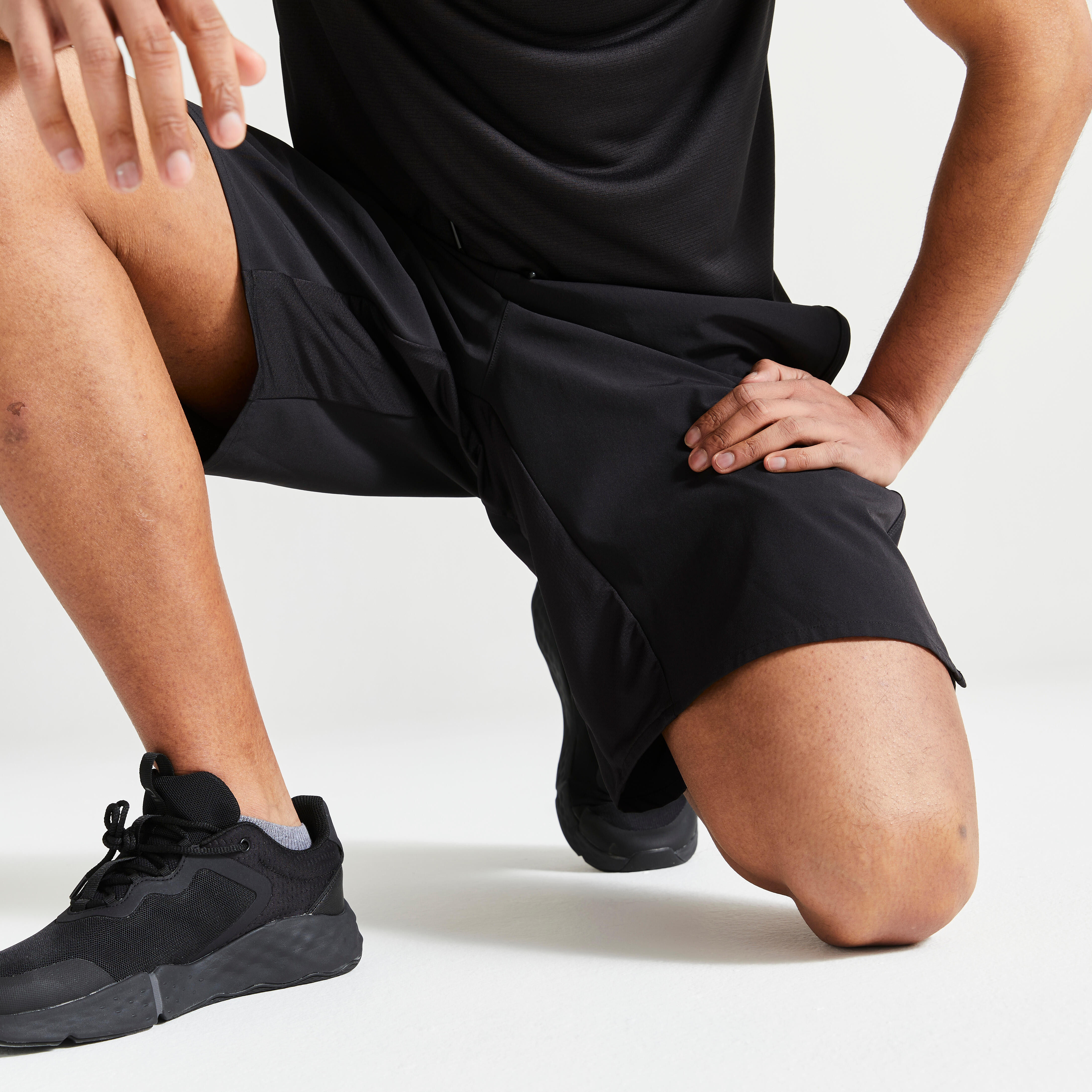 Men Fitness Cardio Training Shorts, Quick Dry, Regular Fit, 500 - Black