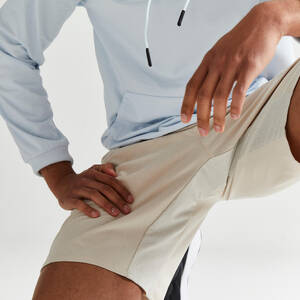 Men Sports Gym Shorts With Zip Pocket - Beige