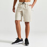 Men Sports Gym Shorts With Zip Pocket - Beige