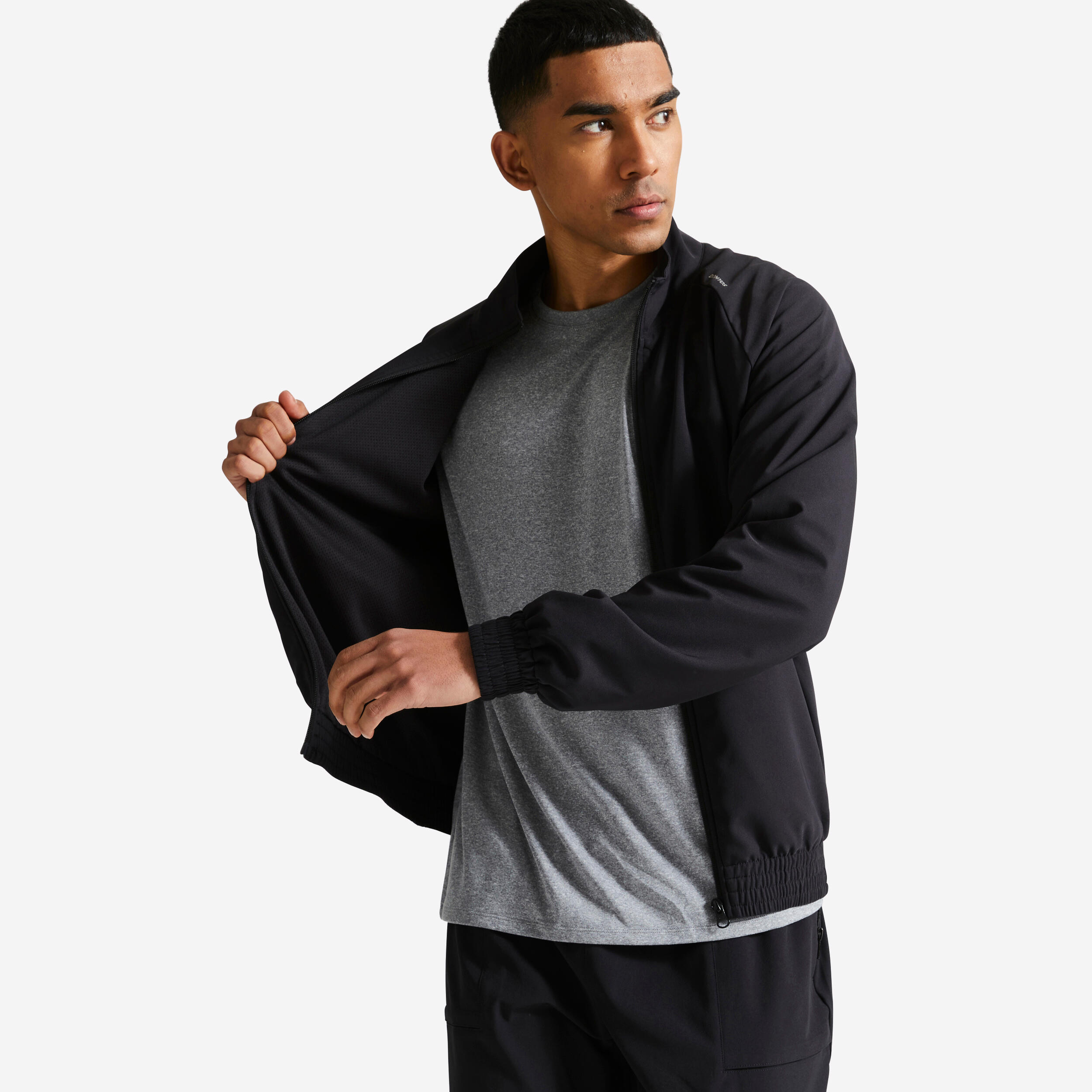 Men's Fitness Standard Breathable Jacket - Black 1/8