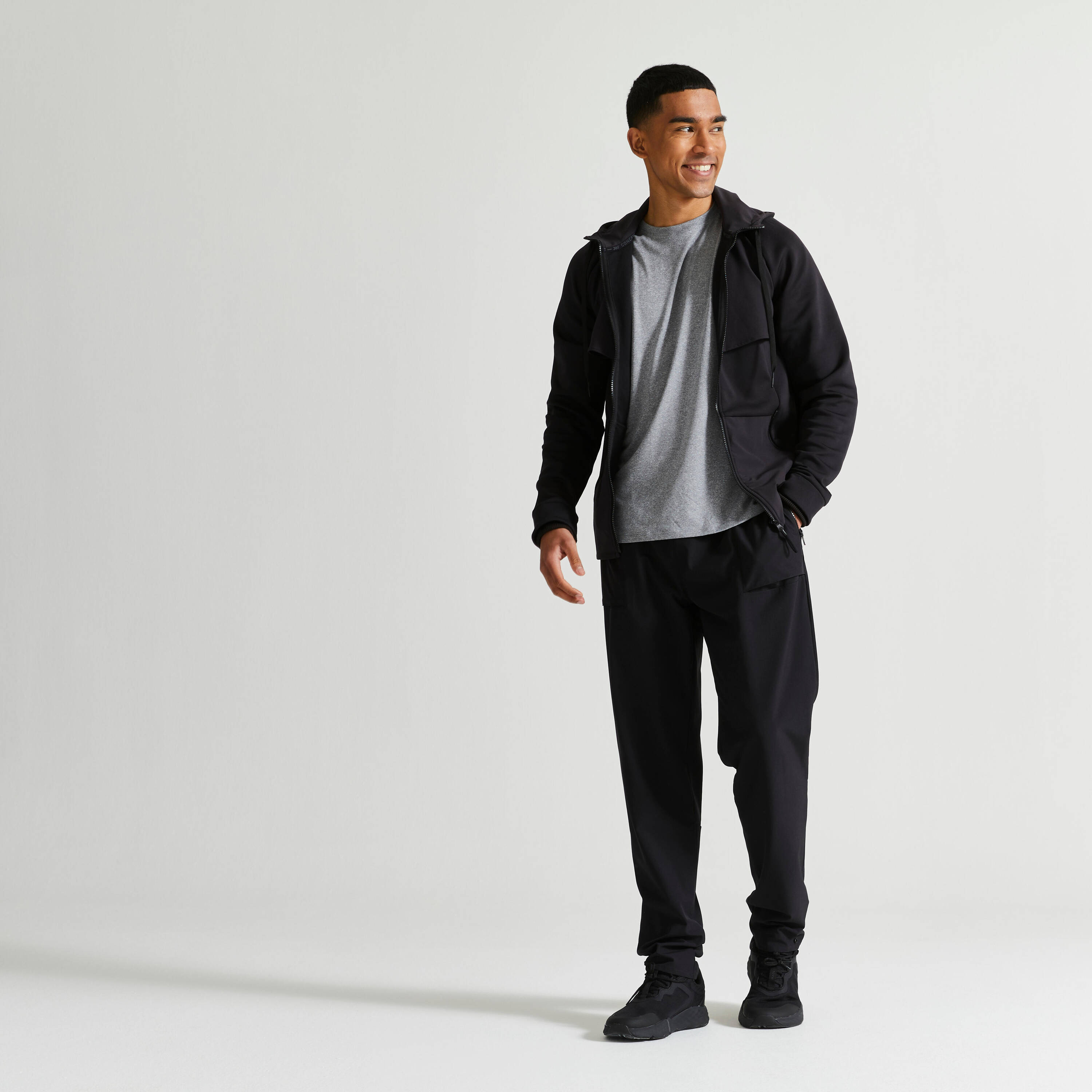 Men Breathable Zipped Performance Gym Jacket - Black -  2