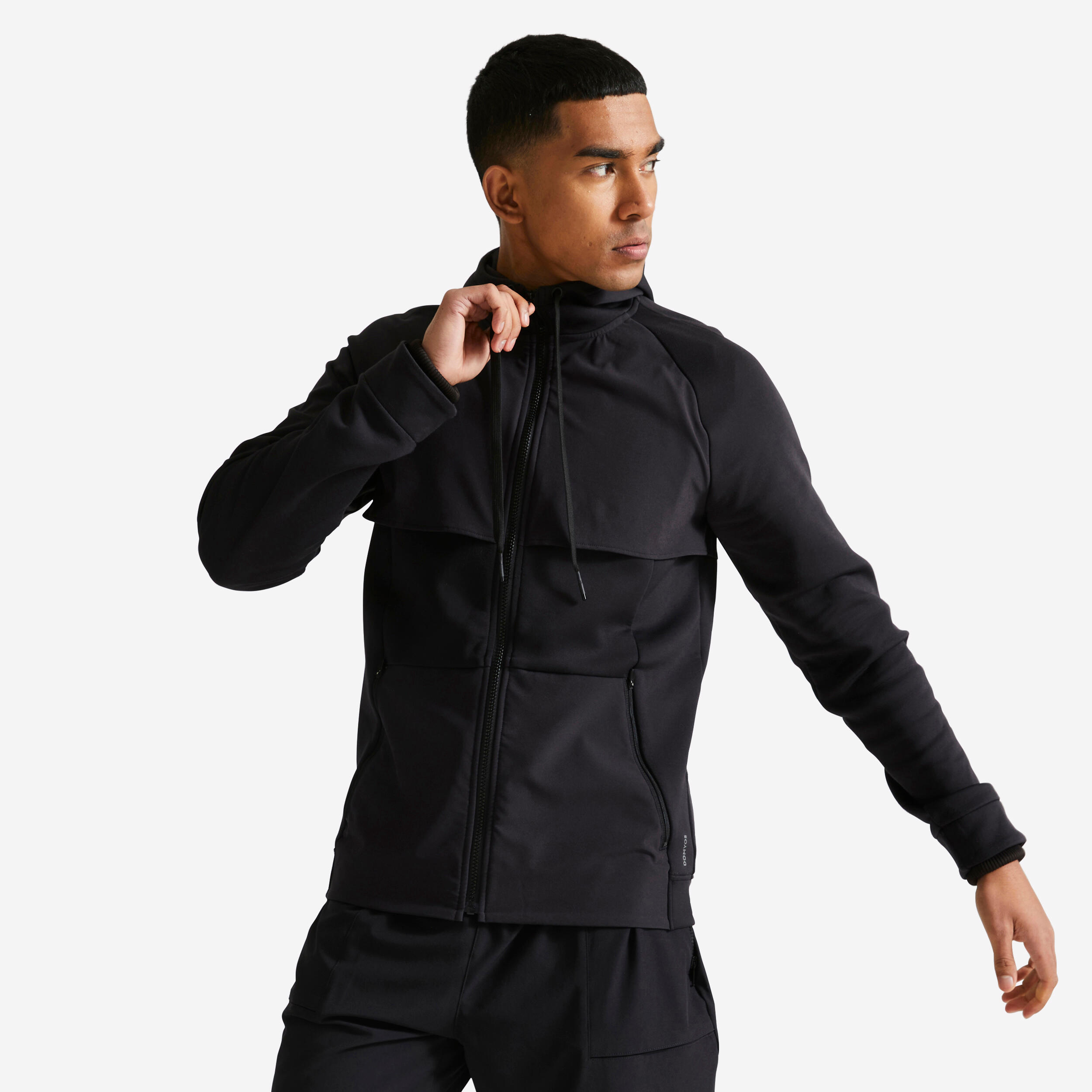 DOMYOS Men's Breathable Zipped Performance Fitness Jacket - Black