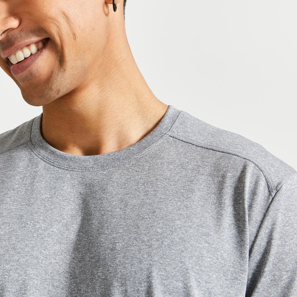T-shirt de fitness essentiel respirant col rond homme - noir