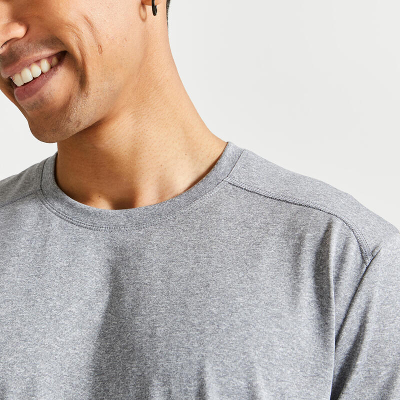 Sport T-Shirt Herren atmungsaktiv Rundhalsausschnitt grau meliert