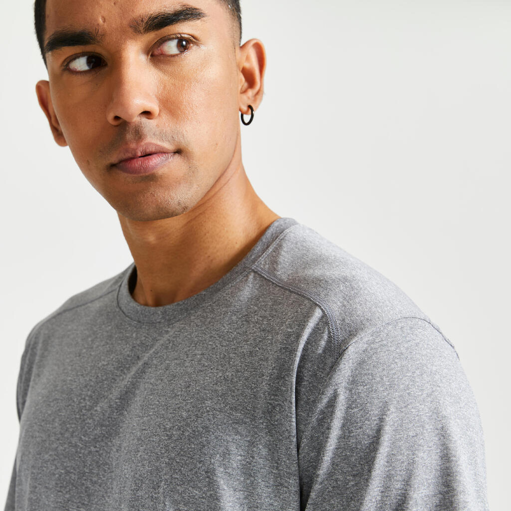 T-shirt de fitness essentiel respirant col rond homme - noir