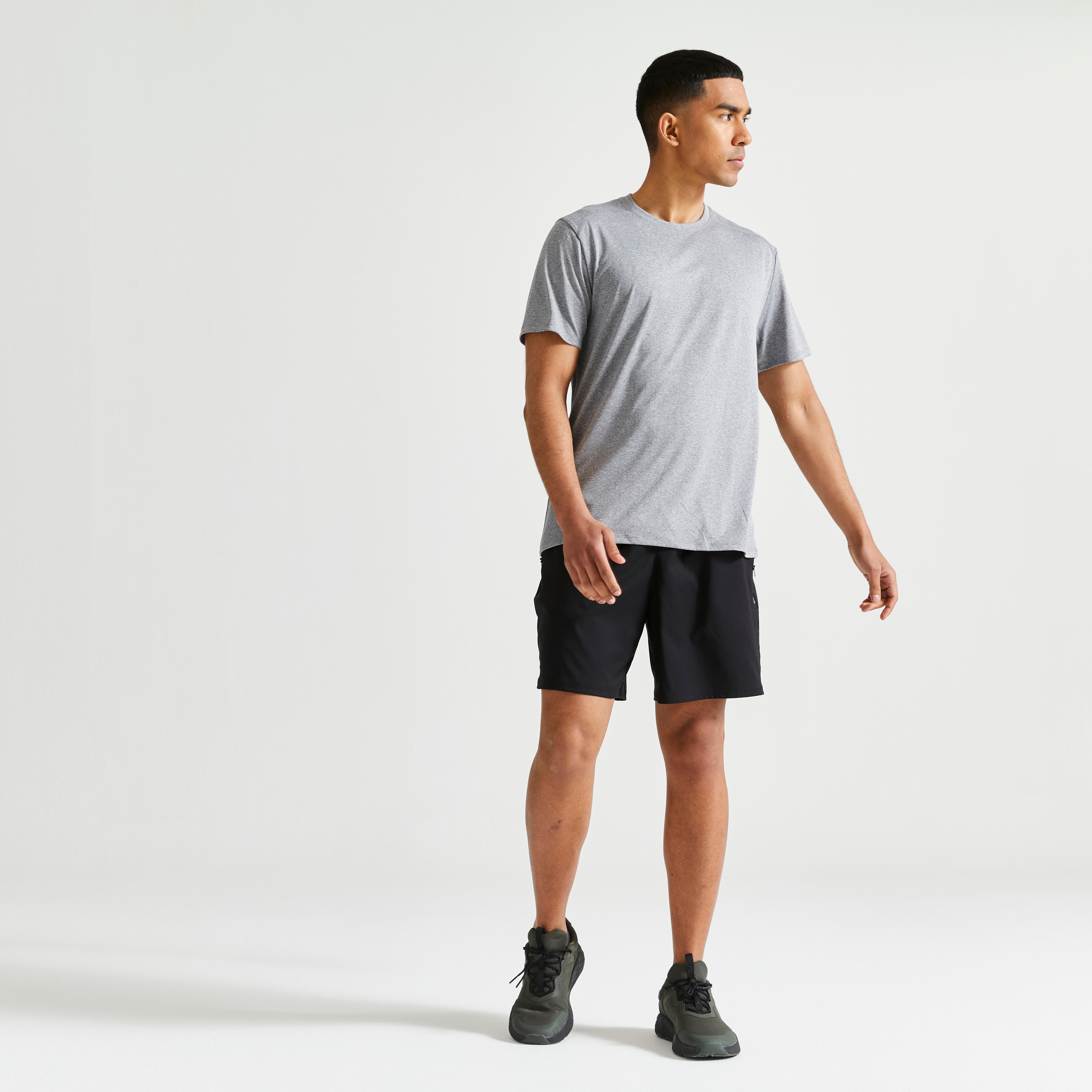 Buy Men Polyester Basic Gym T-Shirt - Mottled Grey Online | Decathlon