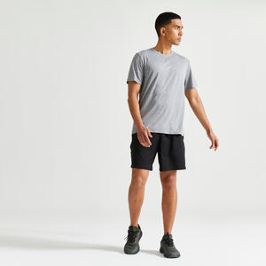 Camiseta manga corta Fitness 100% poliéster Hombre Domyos gris