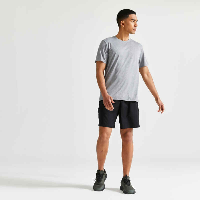 Men's Breathable Crew Neck Essential Fitness T-Shirt - Mottled Grey Men's Breathable Crew Neck Essential Fitness T-Shirt - Mottled Grey