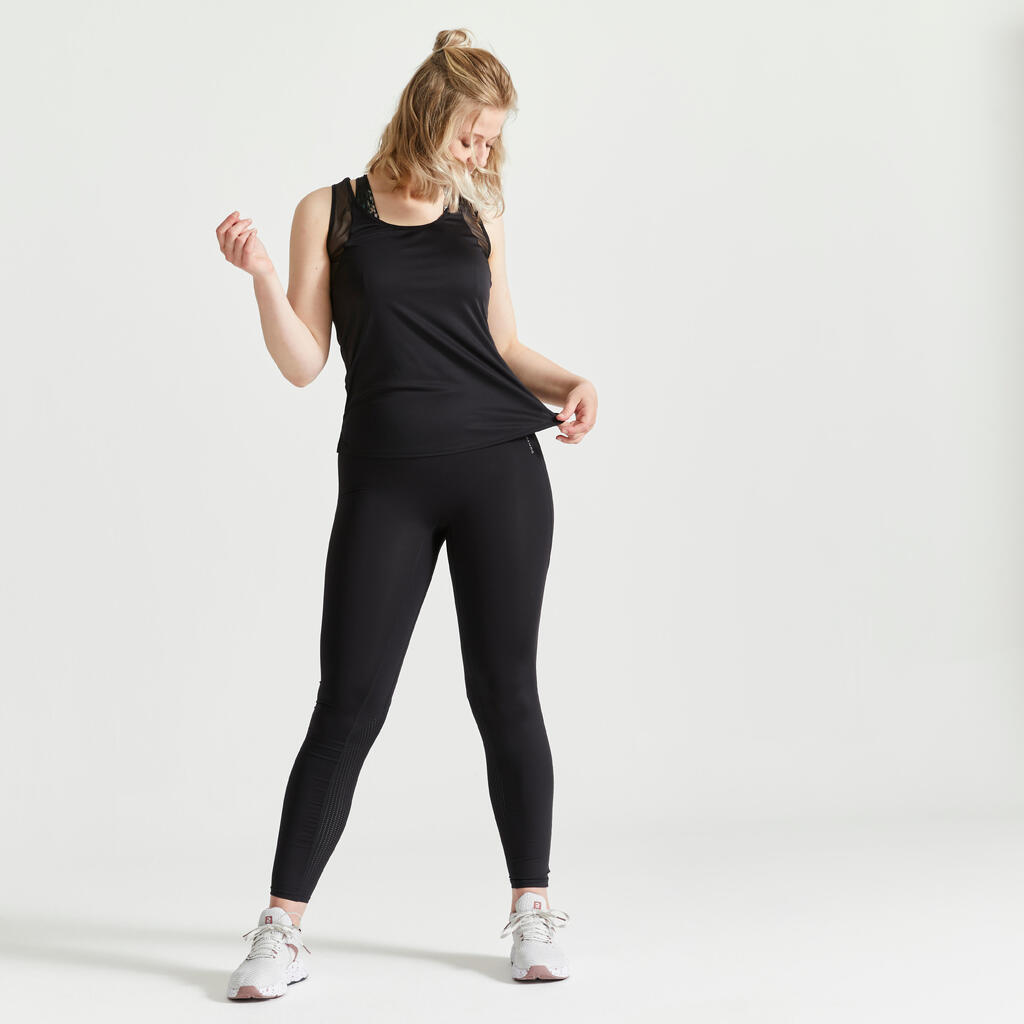 Débardeur dos-nageur Fitness Cardio femme Noir