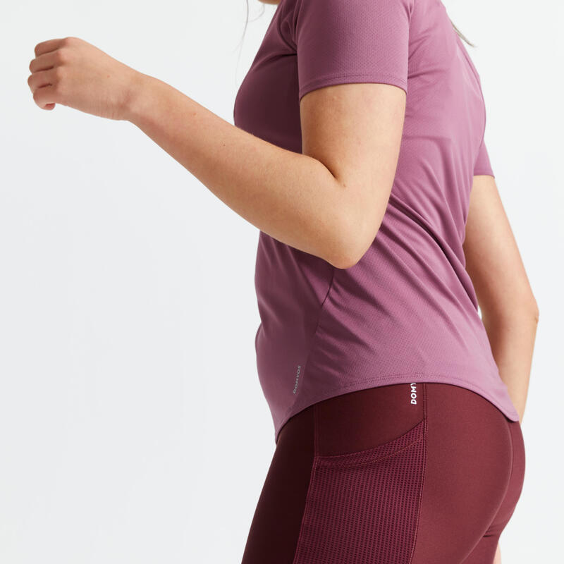 T-Shirt Cintré Fitness Cardio Femme - Violet