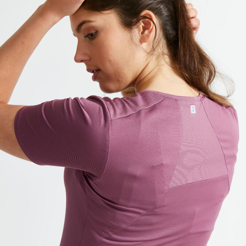 T-Shirt Cintré Fitness Cardio Femme - Violet