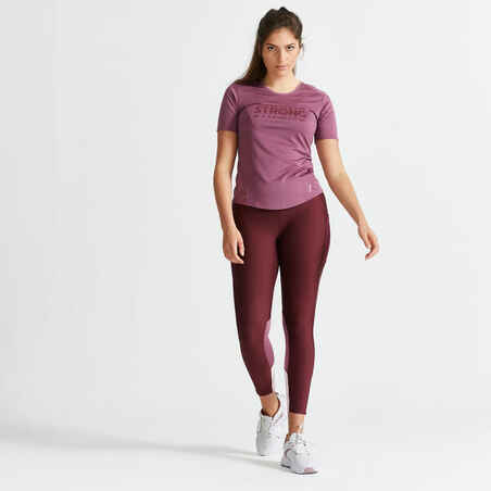 Camiseta Fitness Cardio Mujer Violeta Ajustada
