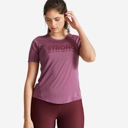 T-shirt cintré col rond Fitness Cardio Femme Noir