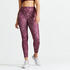 Women Gym Leggings Polyester With Phone Pocket- Pink/Burgundy