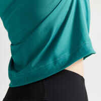 Camiseta Fitness Verde Crop Top Ancha