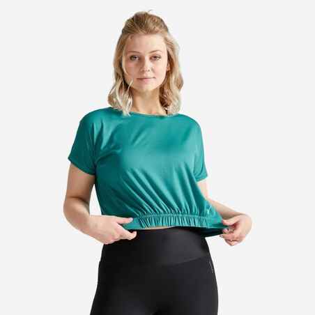 Camiseta Fitness Verde Crop Top Ancha