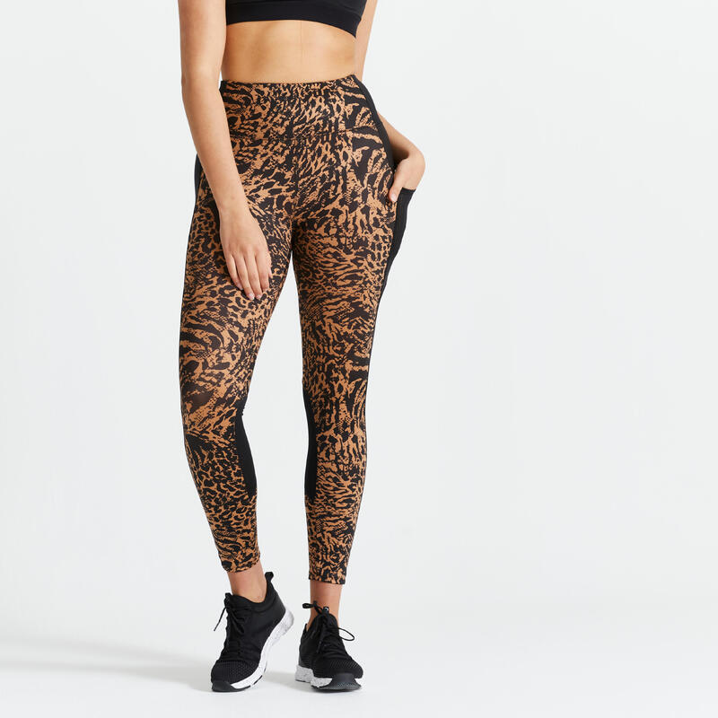 DOMYOS Kadın Leopar Desenli Yüksek Bel Spor Taytı 120 - Fitness Kardiyo DOMYOS Kadın Leopar Desenli Yüksek Bel Spor Taytı 120 - Fitness Kardiyo