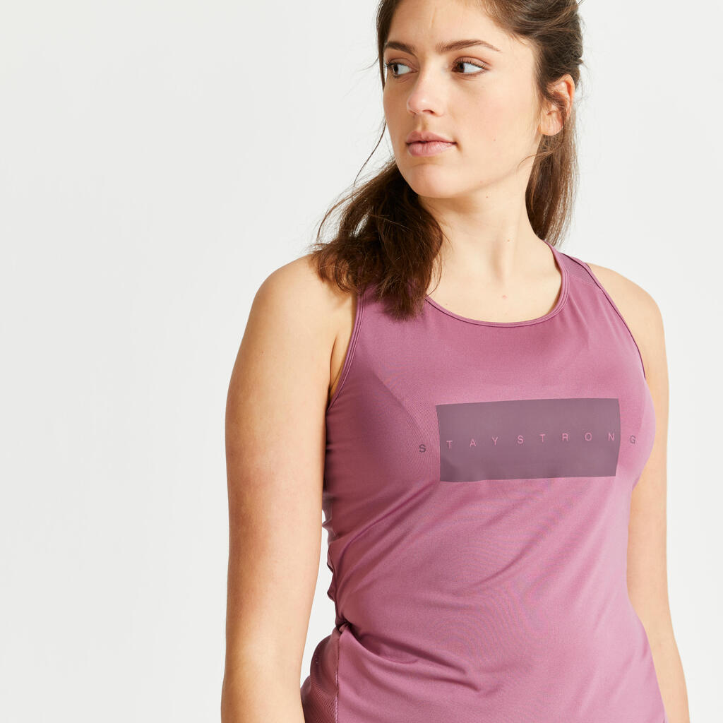 Women's Long Fitness Cardio Crew Neck Tank Top - Purple