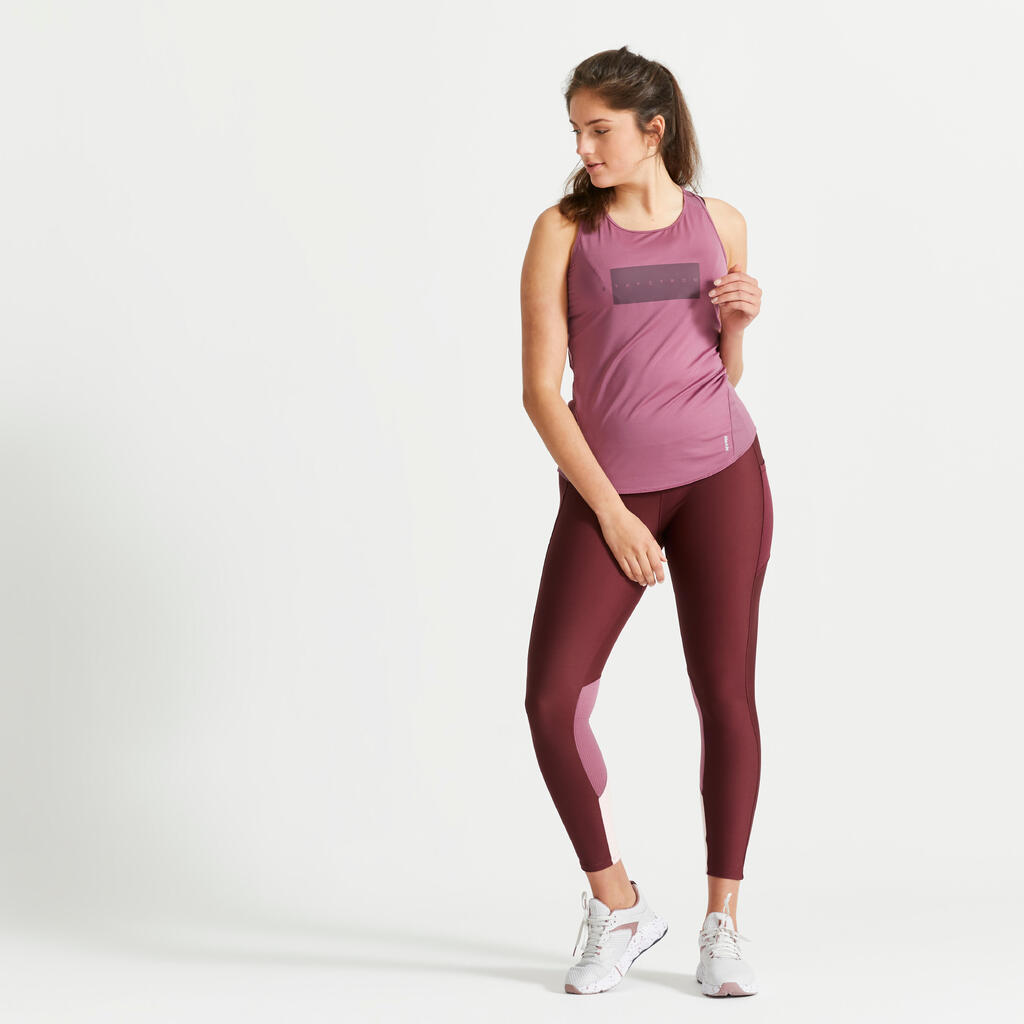 Top lang Rundhalsausschnitt Fitness Cardio Damen grün