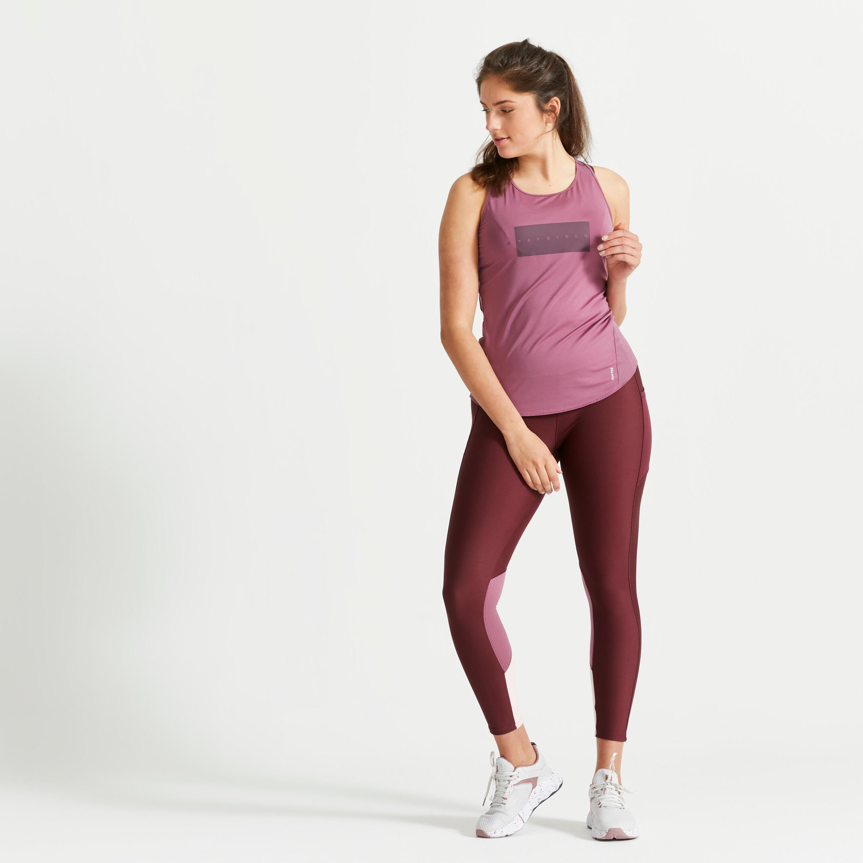 Women's Long Fitness Cardio Crew Neck Tank Top - Purple 3/7