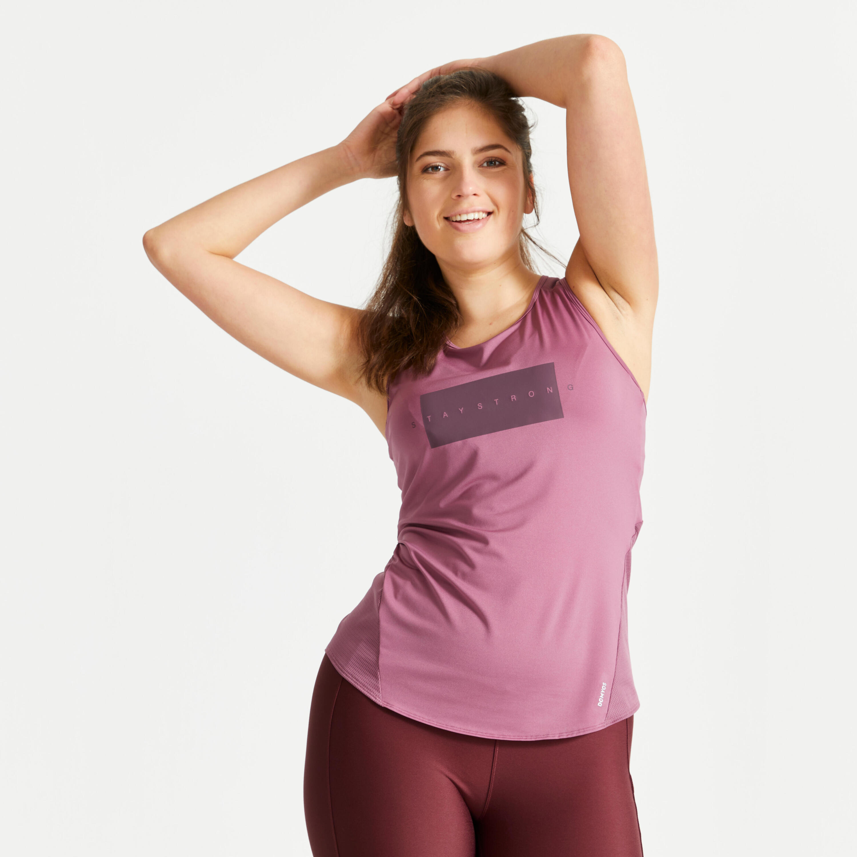 Women's Long Fitness Cardio Crew Neck Tank Top - Purple 2/7