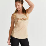 Women's Long Fitness Cardio Tank Top - Beige