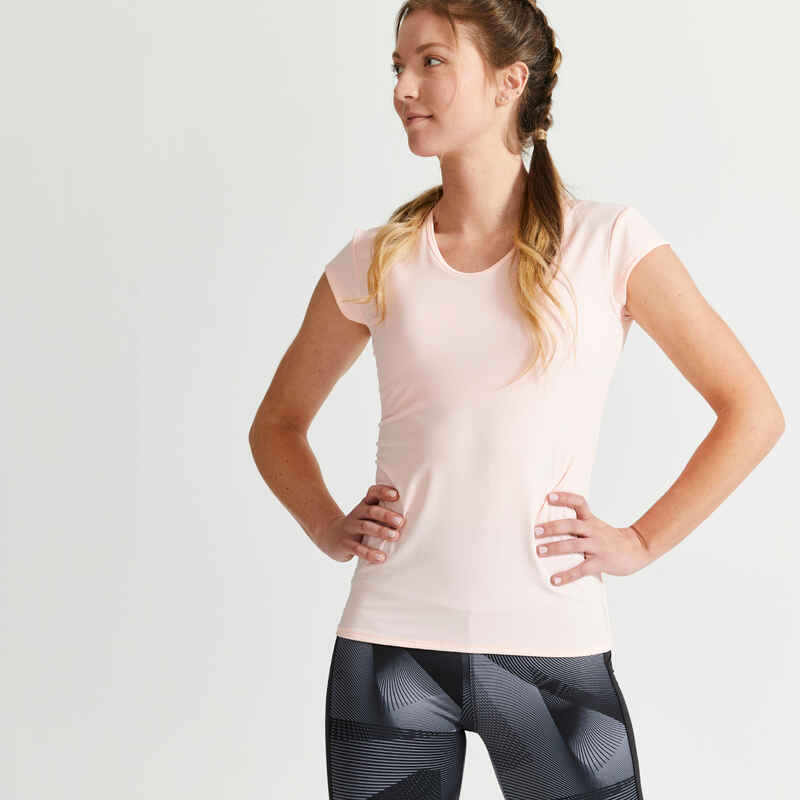 Women's Slim Fitness Cardio V-Neck T-Shirt - Coral