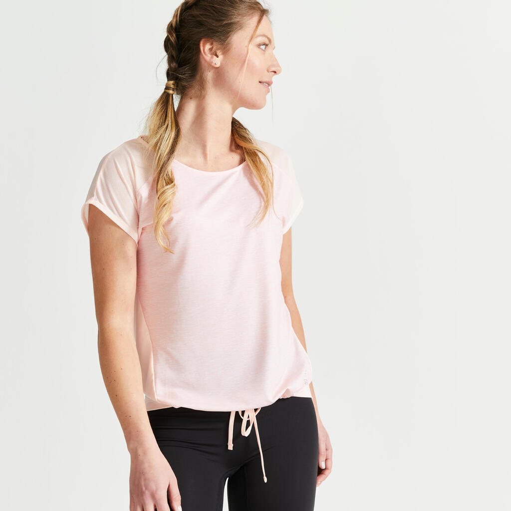 T-shirt ample Col rond Fitness Cardio Femme Rose chiné