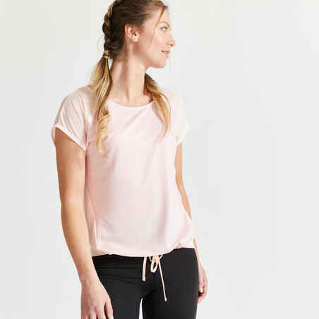 Camiseta de fitness manga corta para Mujer Domyos 120 rosado pastel