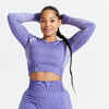 Long-Sleeved Cropped Seamless Fitness T-Shirt - Purple