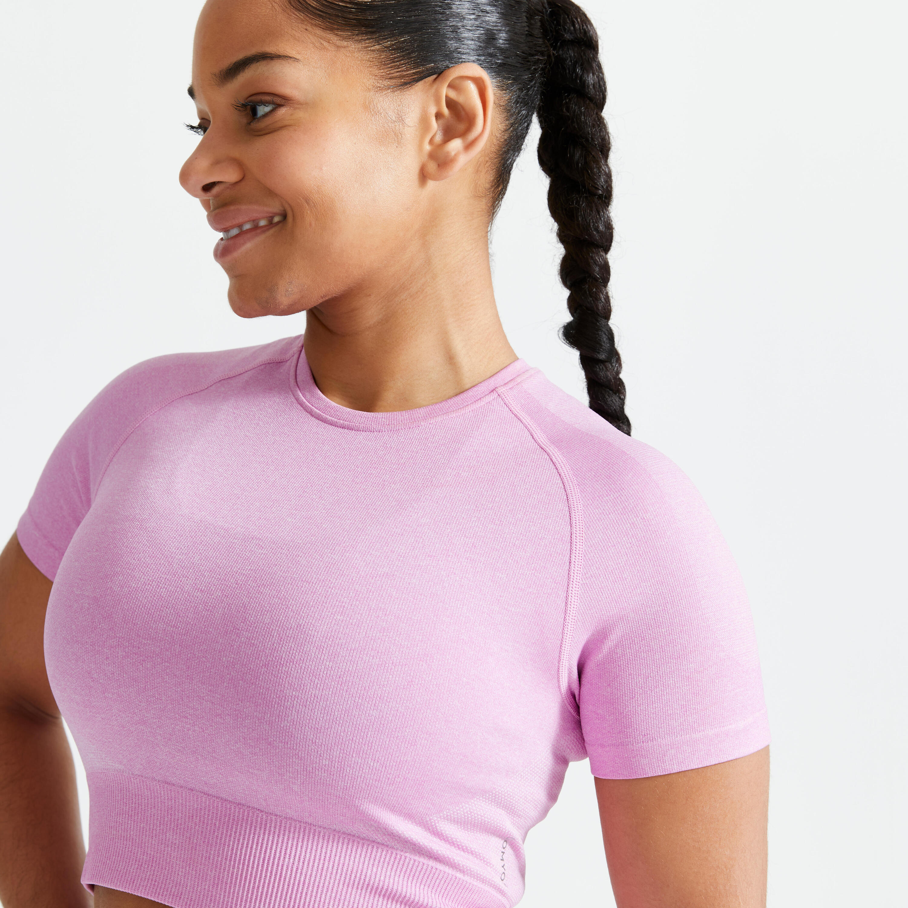 Seamless Short-Sleeved Cropped Fitness T-Shirt - Pink 4/4