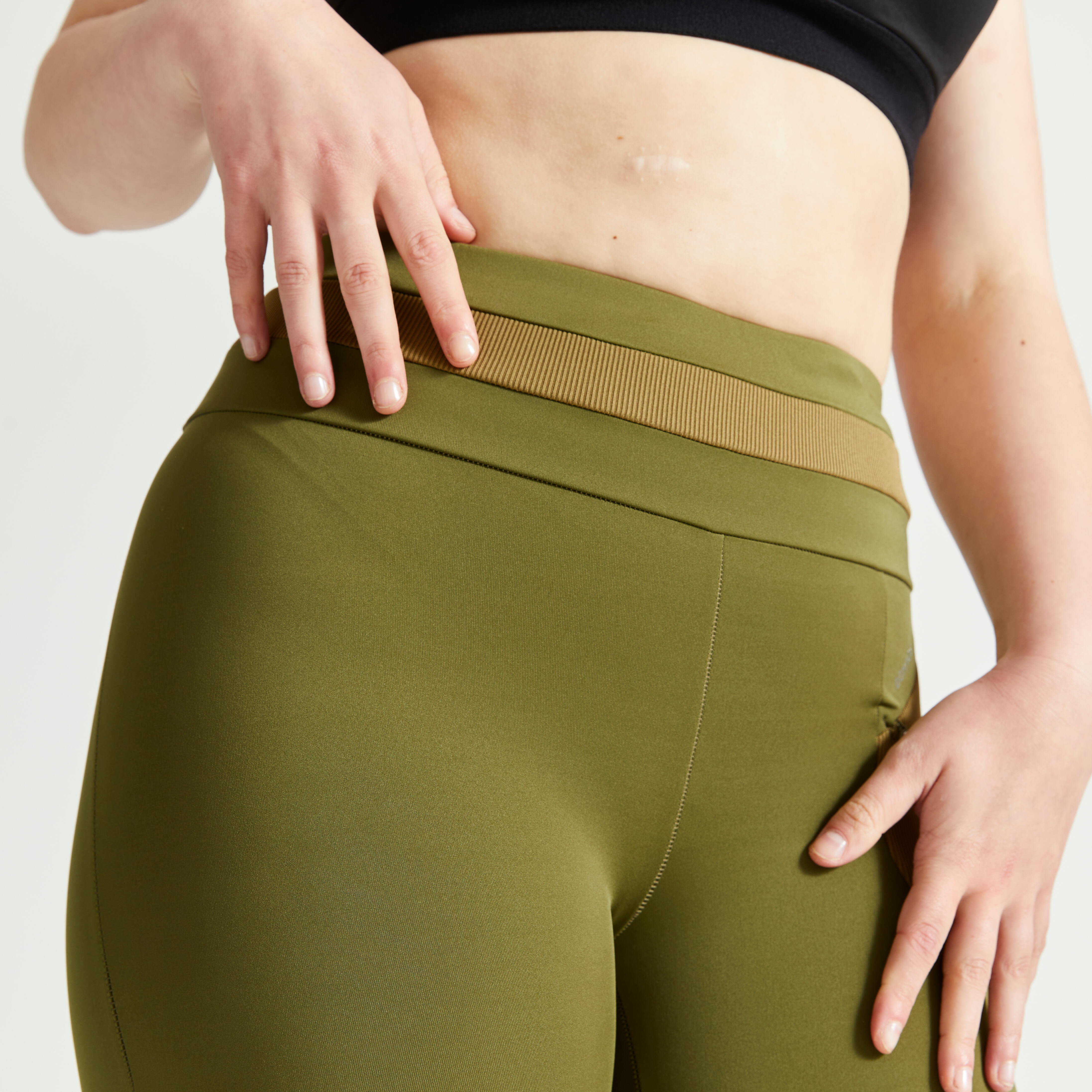 DOMYOS DÁMSKE LEGÍNY 520 NA FITNESS KAKI L (W33 L31) · záber 4