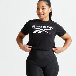 Camiseta Fitness Reebok Mujer Negro Manga Corta Top Crop