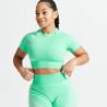 Seamless Short-Sleeved Cropped Fitness T-Shirt - Green