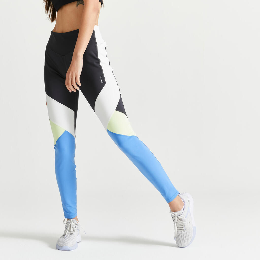 Leggings FTI 520T hohe Taille Fitness figurformend Damen - Color Block