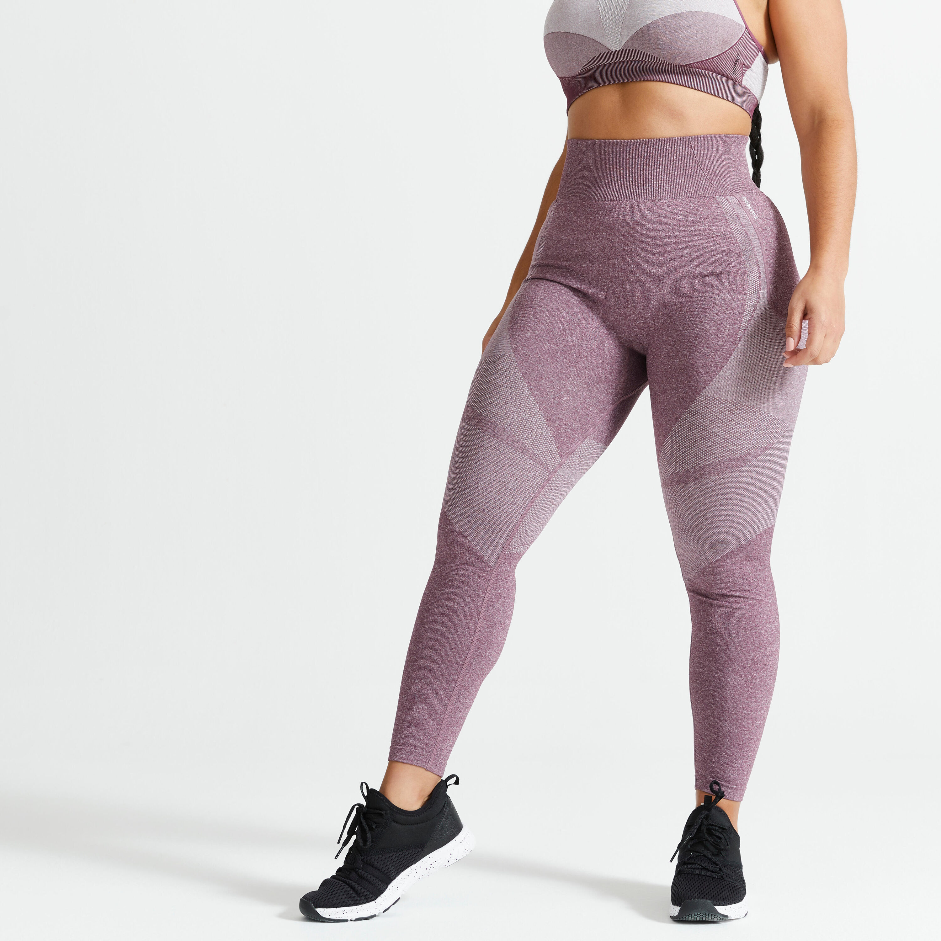Women's phone pocket fitness high-waisted leggings, grey print