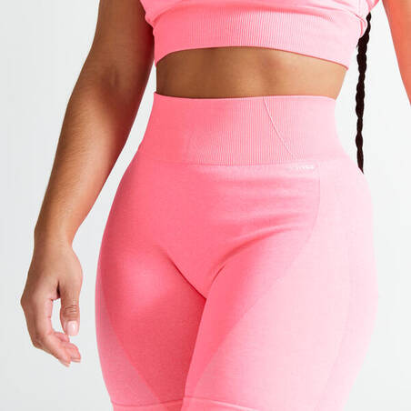 High-Waisted Seamless Fitness Cycling Shorts - Pink