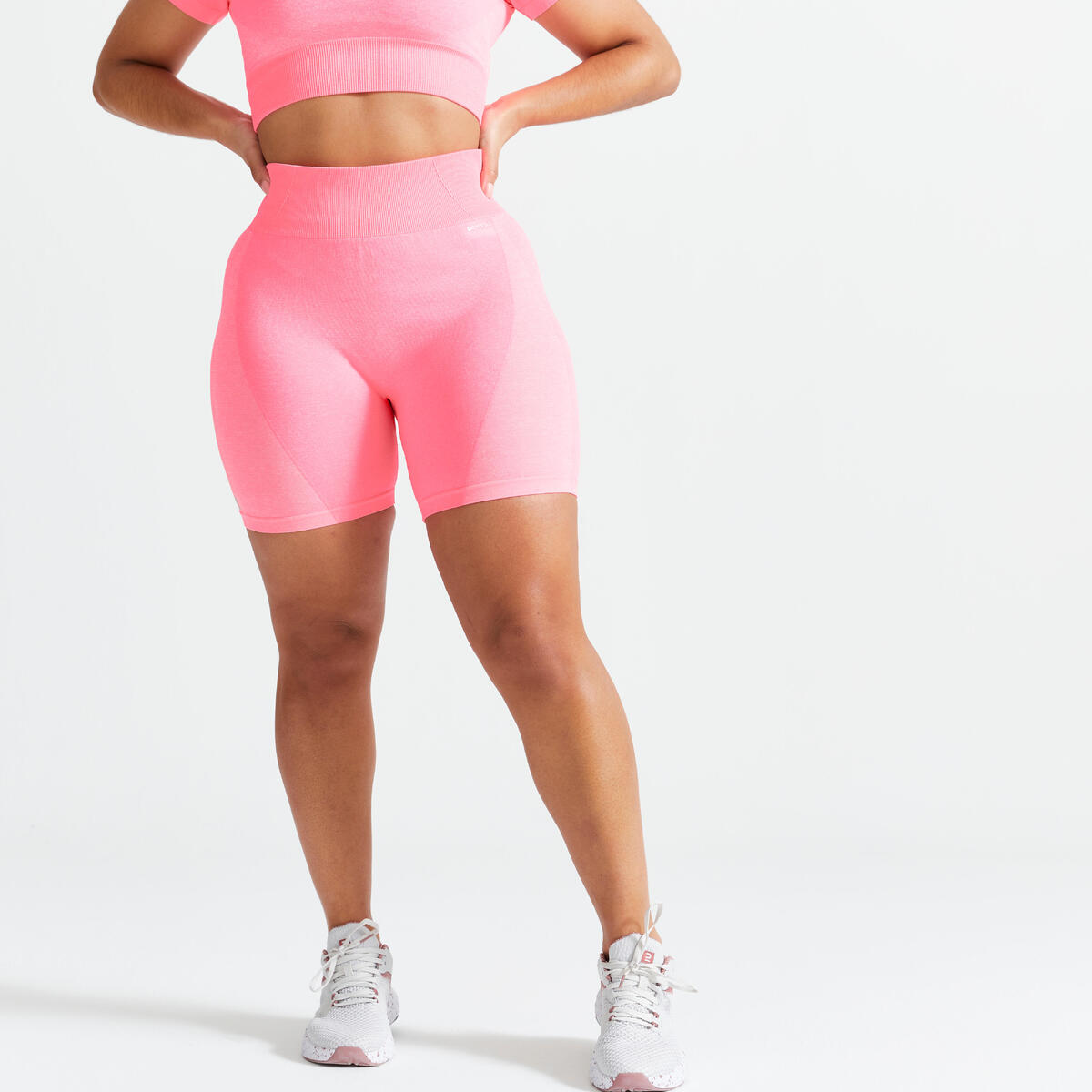 Short de fitness seamless et taille haute, rose fluo