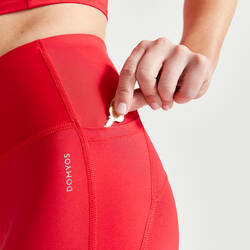 Women's shaping fitness cardio high-waisted leggings, red