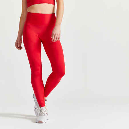 Mallas de Fitness Cardio Mujer Rojo Talle Moldeadores - Decathlon
