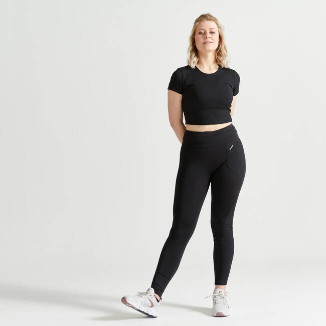 Women Gym Crop T-Shirt - Black