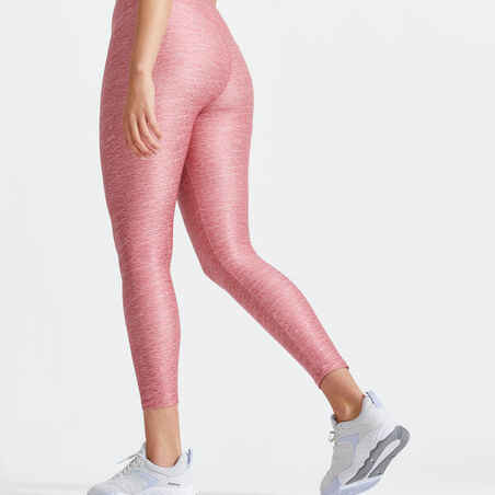 Leggings mallas fitness largas talle alto Mujer Domyos rosa