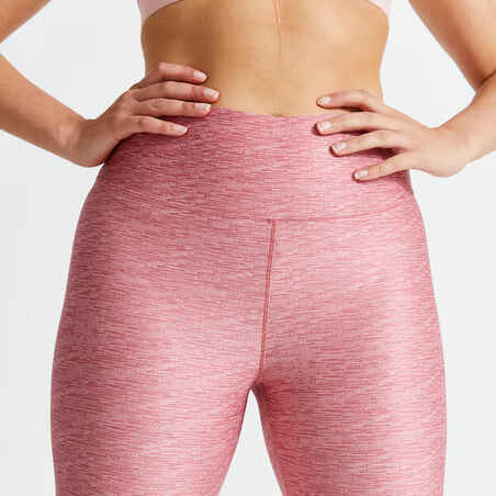 Leggings mallas fitness largas talle alto Mujer Domyos rosa