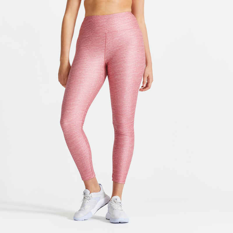 Leggings mallas fitness largas talle alto Mujer Domyos rosa