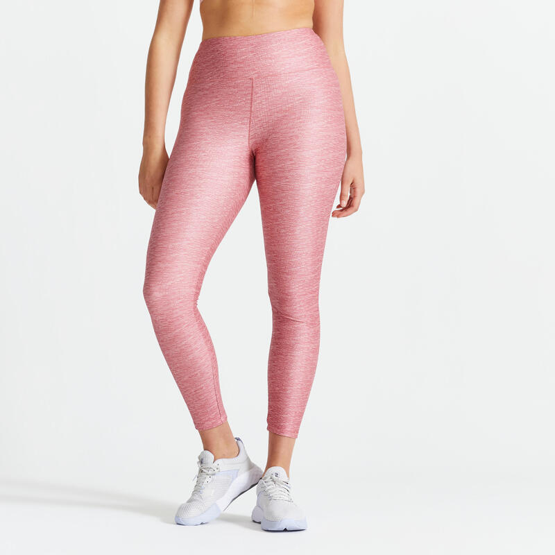 Leggings de Cardio Training Cintura Subida Mulher Rosa Mesclado