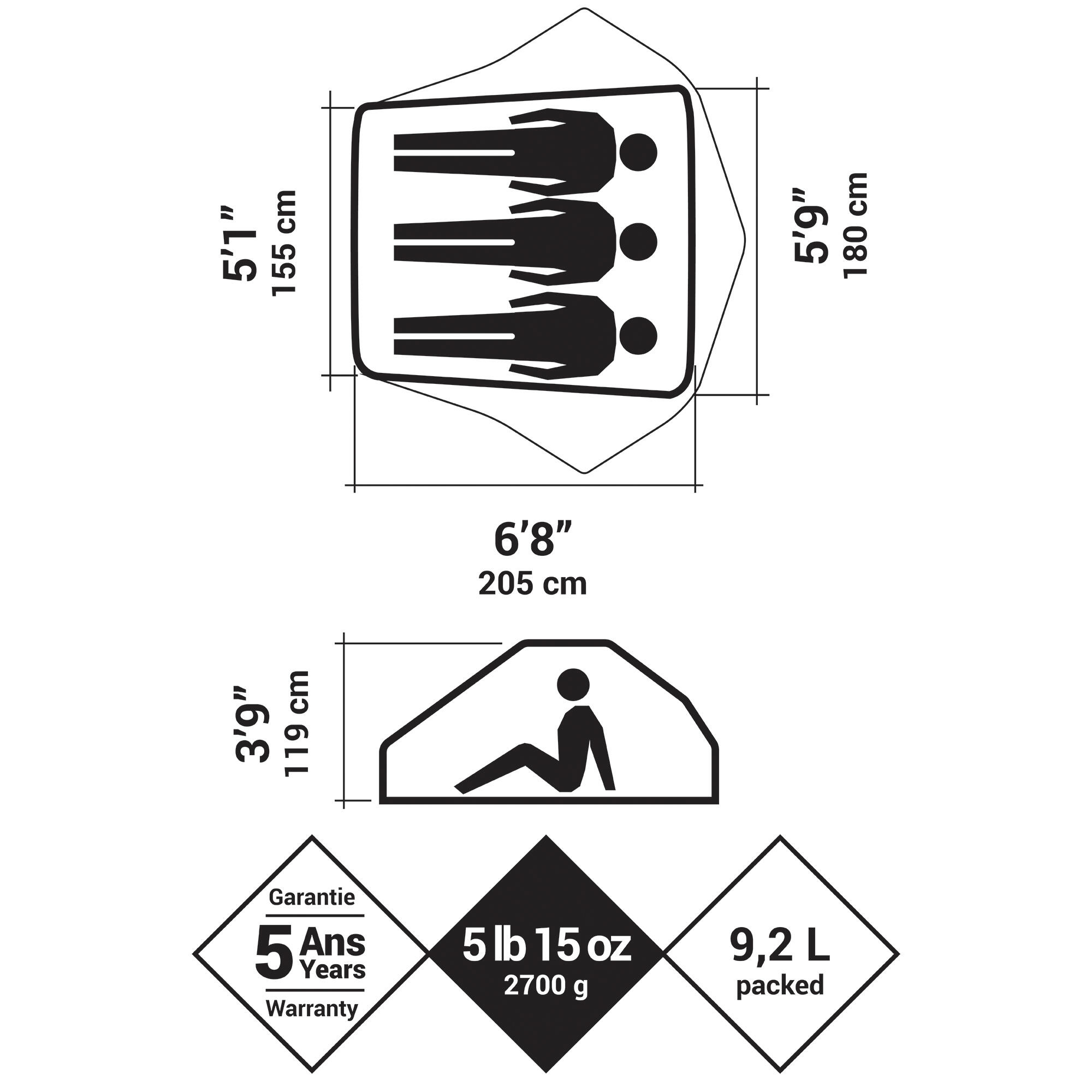 Tente dôme 3 personnes, MT 500 2/18