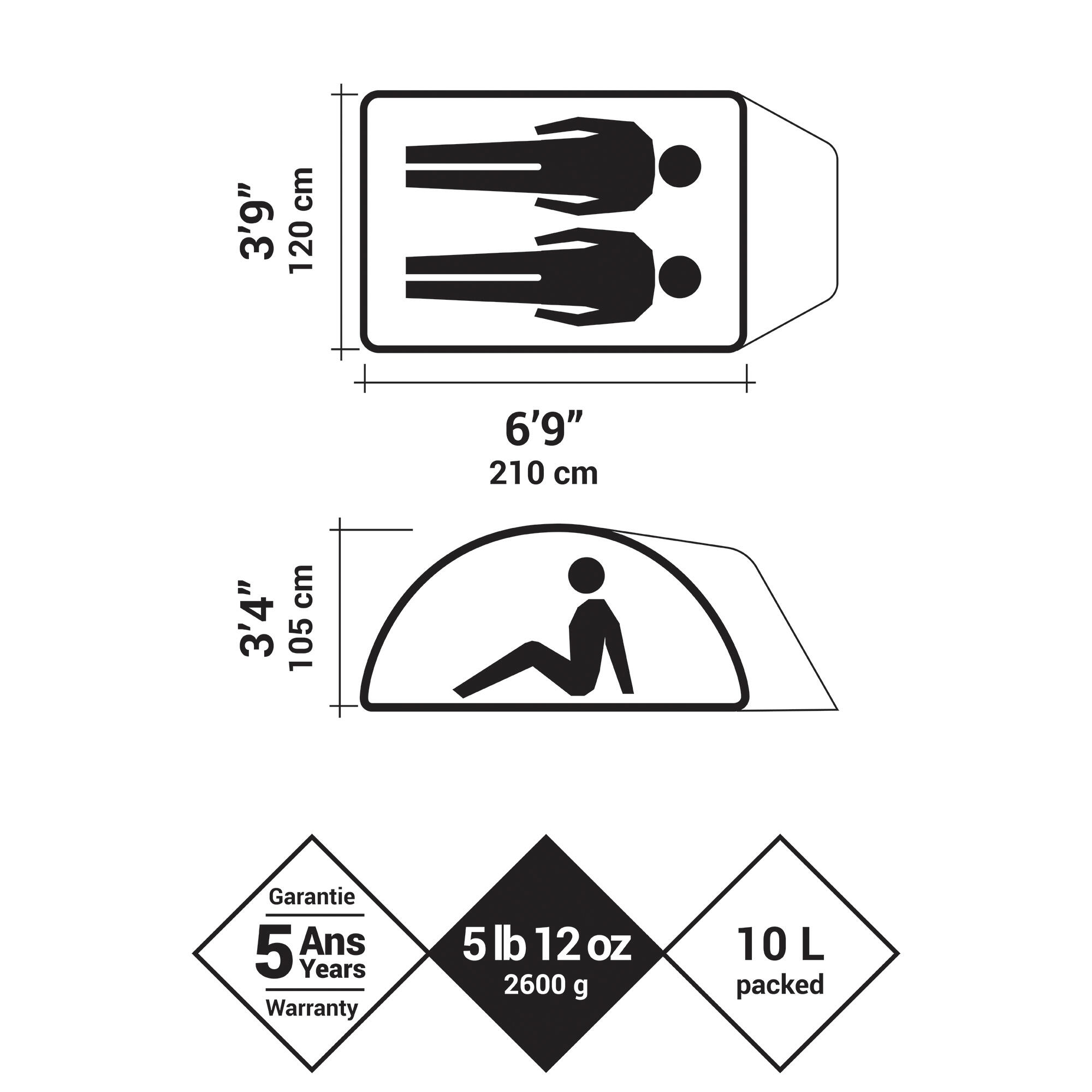 2-Person Backpacking Tent - MT 100 - FORCLAZ